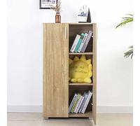 BAKAJI Meuble de Bureau Voile bibliothèque Armoire 3 étagères, Rangement de Documents à Deux Portes, avec étagères, décoration intérieure, Salon en Bois, Dimensions H 115,5 x 60 x 31 cm (chêne)