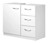 BAKAJI Meuble de Rangement 3 tiroirs de Salle de Bain lavabo avec Porte Simple Design Moderne Maison Peu encombrante en Bois Blanc 30 x 63 x 54 cm