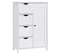 BAKAJI Meuble de Salle de Bain 4 tiroirs + Porte 2 étagères, Bois, différentes