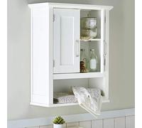 BAKAJI Meuble de Salle de Bain Armoire Murale 3 étagères en Bois MDF Double Porte avec Ouverture Centrale, Dimensions 53 x 21,5 x 63,5 cm (Blanc)