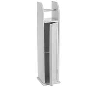 BAKAJI Meuble de Salle de Bain avec Porte Rouleau Papier Toilette et Armoire avec Porte et 2 étagères, Dimensions 18 x 20 x 78 cm, Design Moderne, Blanc