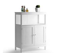 BAKAJI Meuble Meuble Armoire de Salle de Bains à Deux Portes Double Ouverture étagère mobilier Bois MDF Design Moderne Maison Gain de Place étagères intérieures Couleur Blanc 60 x 30 x 80 cm