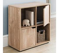 BAKAJI Meuble Meuble bibliothèque Basse Design Cube Moderne Armoire étagère avec 4 étagères et 2 Portes Dimensions 60 x 29 cm ameublement Maison Salon Salon (Cero)