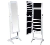 BAKAJI Michela Armoire à Bijoux Miroir avec Porte Objets et tiroirs Blanc