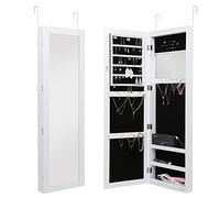 BAKAJI Miroir à Bijoux Mural ou derrière Porte-Armoire à Bijoux avec Porte Porte Porte Objets et Miroir intérieur, Armoire de Rangement, Porte-Bijoux, Couleur Blanc (Paola)