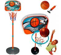 BAKAJI Panier de Basket-Ball à Pied Jouet pour Enfants avec Hauteur réglable jusqu'à 160 cm et Base remplissable Playset Sport d'extérieur Jardin et intérieur Ballon et gonfleur Inclus