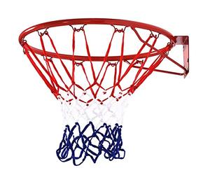BAKAJI Panier Panier de Basket-Ball réglementaire Mural Panneau Anneau en métal avec Filet en Nylon diamètre 45 cm extérieur Jardin kit de Montage Inclus Jeu Sport