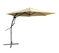 BAKAJI Parasol de jardin déentré 3 x 3 m poteau en métal, fermeture à levier de base en croix, système air vent, mobilier extérieur, tonnelle, piscine, jardin, terrasse, espaces extérieurs, beige, 3 x