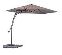 BAKAJI Parasol de jardin déentré 3 x 3 m poteau en métal, fermeture à levier de base en croix, système air vent, mobilier extérieur, tonnelle, piscine, jardin, terrasse, espaces extérieurs, taupe