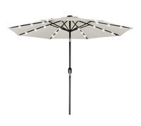 BAKAJI Parasol de jardin diamètre 270 cm avec lumières LED et système coupe-vent, pare-soleil d'extérieur avec 8 nervures, Airvent, idéal pour bar, restaurant, patio, balcon, ouverture de manivelle