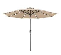 BAKAJI Parasol de jardin diamètre 270 cm avec lumières LED et système coupe-vent, pare-soleil d'extérieur avec 8 nervures, Airvent, idéal pour bar, restaurant, patio, balcon, ouverture de manivelle
