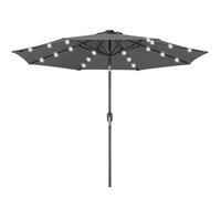 BAKAJI Parasol de jardin diamètre 270 cm avec lumières LED et système coupe-vent, pare-soleil d'extérieur avec 8 nervures, Airvent, idéal pour bar, restaurant, patio, balcon, ouverture de manivelle