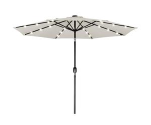 BAKAJI Parasol de jardin diamètre 270 cm avec lumières LED et système coupe-vent, pare-soleil d'extérieur avec 8 nervures, Airvent, idéal pour bar, restaurant, patio, balcon, ouverture de manivelle