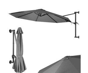 BAKAJI Parasol mural de jardin, diamètre 300 cm, parasol mural avec structure en métal, gazebo Air vent d'extérieur avec 8 ribs et couverture en polyester imperméable, gris, Grande, Moderne