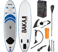 Bakaji Planche de Surf Gonflable Taille 320 x 81 cm Paddle Board avec Pagaie en Aluminium Palme Grand Amovible Gonfleur Étui Bracelet Cheville et Accessoires Sports Nautiques Mer Plage