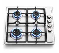 BAKAJI Plaque de cuisson en acier inoxydable de 60 cm pour alimentation au gaz et grille amovible en fonte, 5 brûleurs, cuisinières lavables pour cuisine, facile à nettoyer avec poignées de contrôle à