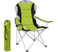 BAKAJI Pliant Camping Chaise Rembourrée avec Sac Camping Mer Chaise Plage De Pêche en Plein Air en Acier Et Polyester avec Porte Compartiment Boissons et Smartphone (Vert)