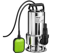 Bakaji Pompe à immersion électro-pompe submersible pour eaux usées, puissance 1000 W, portée 15500 L/h, profondeur maximale 7 mètres avec corps en acier, fond plat, poignée pour le transport, câble 10 mètres