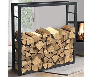 BAKAJI Porte-Bois Vertical Support Étagère Rectangulaire en Métal pour Intérieur et Extérieur - Maison, Jardin, Cheminée, Poêle - Design Moderne (100 x 100 x 25 cm)