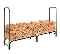 BAKAJI Porte-bûches support étagère structure tubulaire en métal porte bois intérieur extérieur bois maison jardin pour cheminée cheminée cheminée poêle design moderne (200 x 36 x 115 cm)