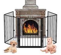 Bakaji Porte de Protection cheminée pour Chiens et Enfants, clôture de séparation avec Porte, Longueur 3 m, 5 modules Pliables en Acier, Couleur Noire, Structure Pliable, Peu encombrante