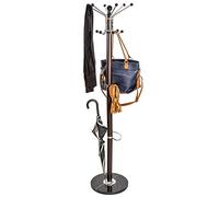 BAKAJI Porte-manteau de design à pied en métal avec 16 crochets suspendus vêtements de base en marbre, taille 38 x 38 x 180 cm (marron)