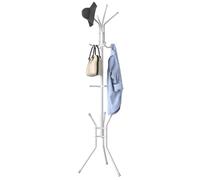 BAKAJI Porte-manteau de sol peu encombrant modèle Oslo, porte-manteau à pied avec 12 crochets, support de vêtements indépendant pour entrée et salon, idéal pour manteaux, chapeaux, sacs (blanc)