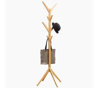 BAKAJI Porte-manteau design à pied en bois de pin avec 8 crochets suspendus vêtements et base 4 pieds, dimensions 58 x 58 x 175 cm (naturel)