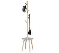 BAKAJI Porte-manteau design sur pied en bois avec 6 crochets porte-manteaux et base table basse Dimensions 40 x 40 x 170 cm