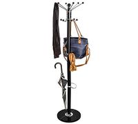 BAKAJI Porte-manteau design sur pied en métal avec 16 crochets, base en marbre, dimensions 38 x 38 x 180 cm (Noir)