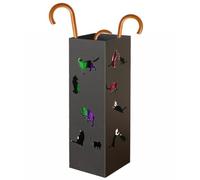 BAKAJI Porte-parapluie d'entrée en métal 15,5 x 15,5 x 49 cm, forme carrée, design chats, porte parapluie décoratif élégant et peu encombrant, idéal pour organiser des parapluies (Noir)