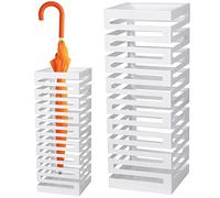 Bakaji Porte-parapluies en métal Forme carrée avec décoration à encastrer Stand pour parapluies Design moderne Dimensions 52 x 19 cm (blanc)