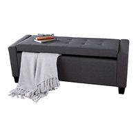 BAKAJI Pouf Coffre Repose-Pieds pour Chambre à Coucher, Banc Tabouret avec Structure en Bois, revêtement en Tissu, Assise ouvrable rembourrée, Dimensions : 110 x 40 x 40 cm Gris foncé