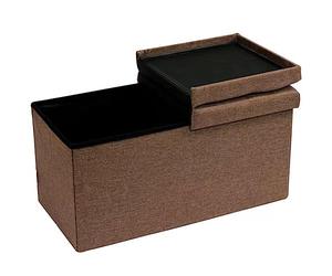BAKAJI Pouf de Rangement avec revêtement en Lin, Repose-Pieds avec Structure en Bois, Assise rembourrée et Confortable, Polyvalente, idéale pour Chambre à Coucher, entrée, Design Moderne (Marron)