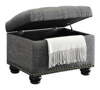 BAKAJI Pouf de Rangement rectangulaire avec Compartiment intérieur, Coffre de Rangement avec Assise rembourrée, Tabouret Structure en Bois, mobilier pour Salon, Chambre (Gris Lin)