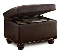 BAKAJI Pouf de Rangement rectangulaire avec Compartiment intérieur, Coffre de Rangement avec Assise rembourrée, Tabouret Structure en Bois, mobilier pour Salon, Chambre (Marron Simili Cuir)