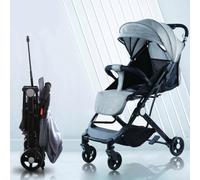 BAKAJI Poussette Easy Ultra légère avec fermeture facilitée, charge maximale 15 kg, dossier inclinable avec ceinture de sécurité à 5 points, pliable avec une main, gain de place (gris)