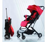 BAKAJI Poussette Easy Ultra légère avec fermeture facilitée, charge maximale 15 kg, dossier inclinable avec ceinture de sécurité à 5 points, pliable avec une main, gain de place (rouge)