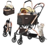 BAKAJI Poussette pour chiens et chats 2 en 1 avec nacelle amovible et fermeture peu encombrante, poussette pour animaux domestiques avec capsule de transport amovible et toit ouvert, poids max. 50 kg