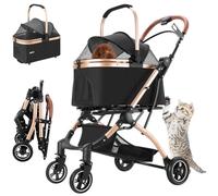 BAKAJI Poussette pour chiens et chats 2 en 1 avec nacelle amovible et fermeture peu encombrante, poussette pour animaux domestiques avec capsule de transport amovible et toit ouvert, poids max. 50 kg