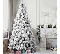 BAKAJI Sapin de Noël des Alpes pin Vert enneigé, Super épais Plein, Base en Fer Croix, très Haute qualité Branches avec Neige, Ouverture de Montage Simple décorations de Noël (240 cm)