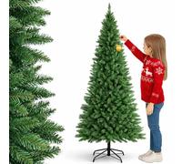 Bakaji Sapin de Noël Slim très épais Nouvelle Version pin de rêve écologique et Ignifuge avec Base en Croix en Fer Pliable Ouverture étoile Verte (120 cm)