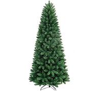 Bakaji Sapin de Noël Slim très épais Nouvelle Version pin de rêve écologique et Ignifuge avec Base en Croix en Fer Pliable Ouverture étoile Verte (240 cm)