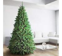BAKAJI Sapin de Noël Super touffu New (TF) Vert écologique PVC, Base de Croix en Fer, Branches à Crochet, Aiguilles Anti-Chute, très épais (210 cm (1038 Branches))