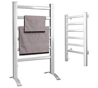 Bakaji Sèche Serviettes électrique, radiateur Porte-Serviettes en Aluminium avec 6 Barres - Mural ou sur Pied