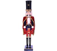 BAKAJI Soldat Casse-Noisette de Noël en Bois Géant Hauteur 106 cm Robes Peintes Barbe et Cheveux en Peluche avec Mécanisme de Travail Décorations de Noël (Design 13)