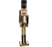 BAKAJI Soldat Casse-Noisette de Noël en Bois géant - Hauteur 106 cm - Vêtements Peints - Barbe et Cheveux en Peluche avec mécanisme Fonctionnel - Décorations de Noël (Design 4)