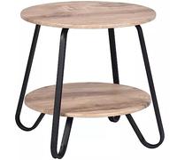 BAKAJI Table Basse Basse à 2 étagères, Table Structure en métal Noir, Design Industriel Peu encombrant, idéale pour Cuisine, Salon, Salon, Bureau, Rangement Rond, 46 x 45 cm (Tourterelle)