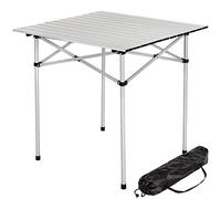 BAKAJI Table Basse Camping Pique-Nique en Aluminium Pliable Haut Enroulable Peu encombrant et léger, idéal pour Les fêtes de Jardin, Maison (70 x 70 cm)
