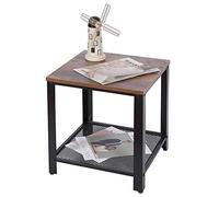 BAKAJI Table Basse carrée Design Moderne Industriel Structure en métal avec Plateau inférieur en Bois MDF foncé Dimensions 40 x 45 cm